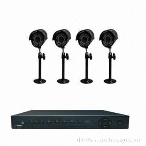 8-channal H.264 CIF/D1 P2P DVR, 4 Indoor/Outdoor Cameras with 420TVL